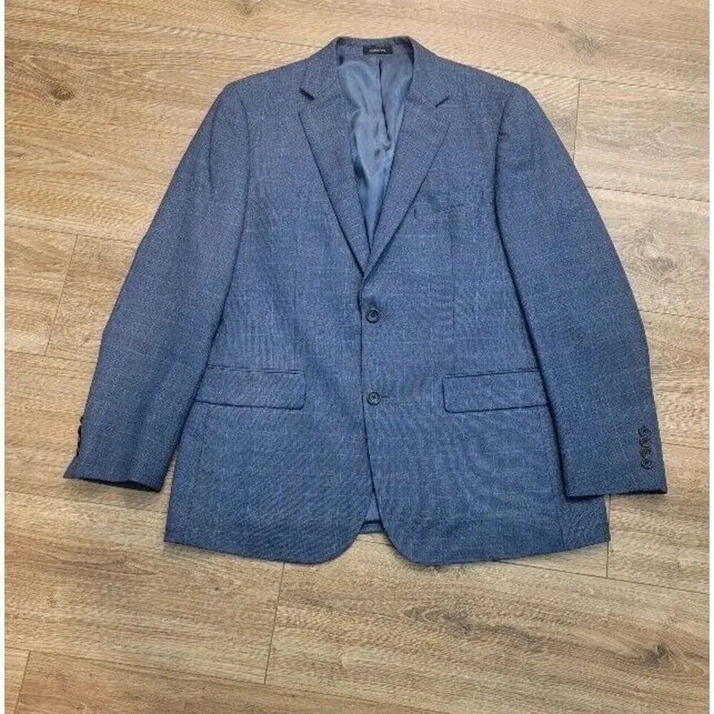 Joseph &‎ Feiss Wool Blazer Sportcoat 42R Men's Plaid Blue Two Button